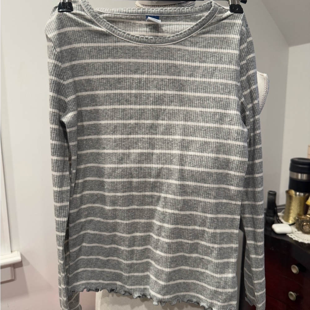 Gray Striped girls shirt